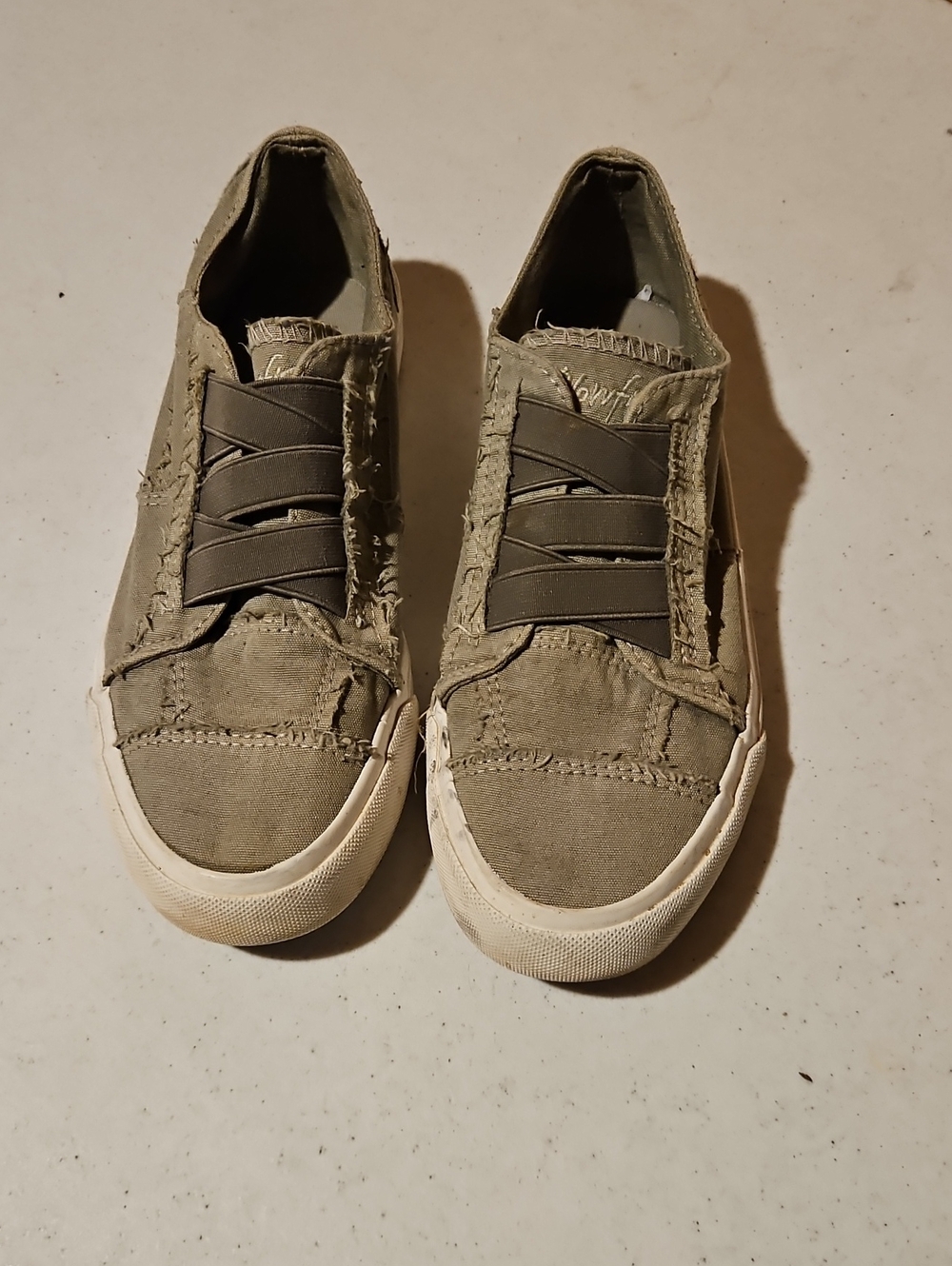 Women’s Olive Slip-On Casual Sneakers with Elastic Straps
